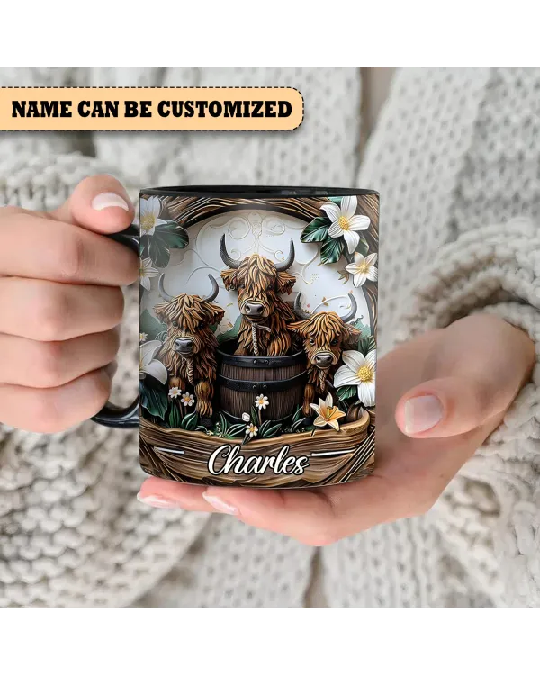 Personalized Highland Cows Accent Mug