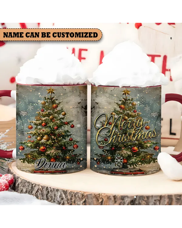 Personalized Christmas Tree Accent Mug - Christmas Gift