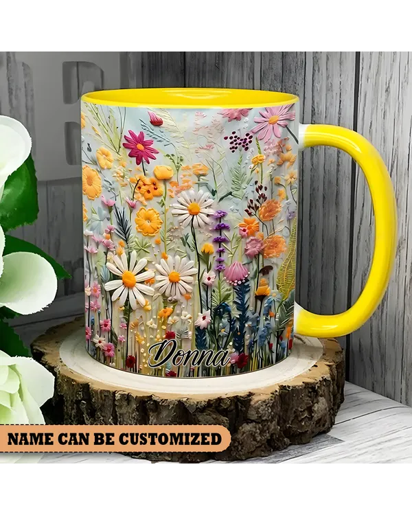 Personalized Beautiful Flowers Accent Mug