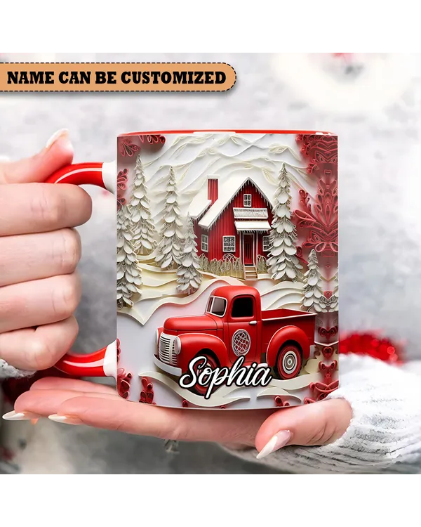 Personalized Red Truck  Christmas Accent Mug