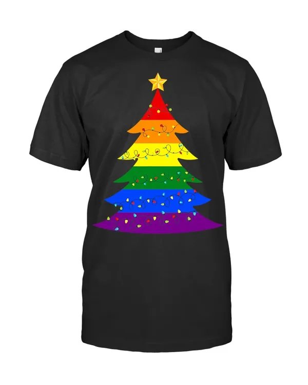 LGBTQ Pride Rainbow Flag Christmas Tree X Mas Gifts T Shirt