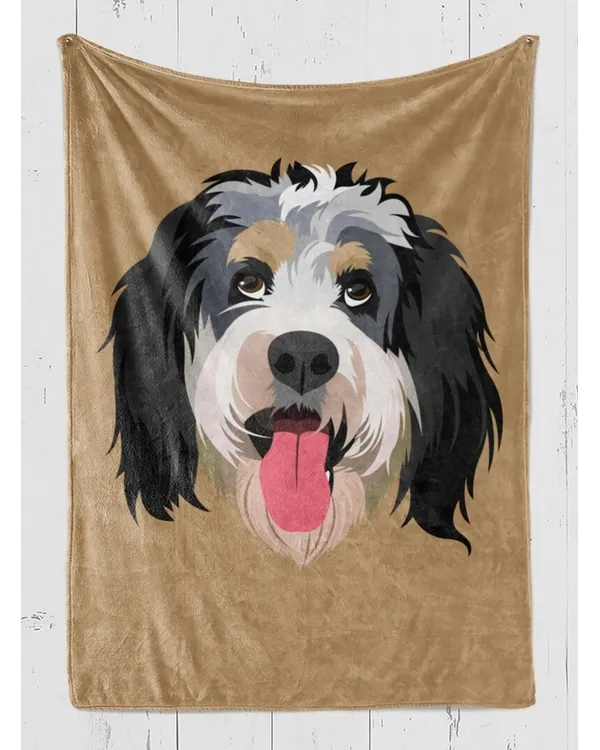 Custom Pet Portrait Blanket Throw With Photo