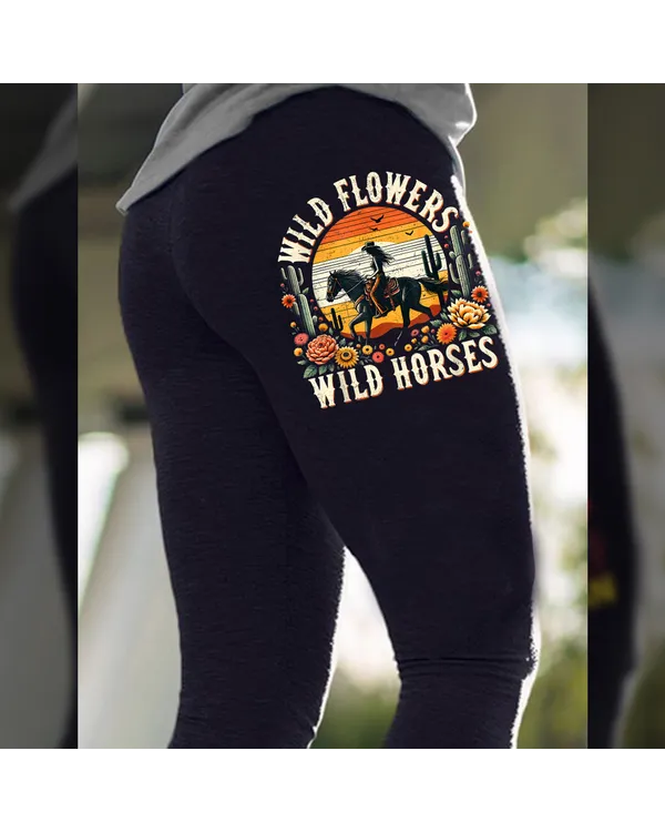 [UNIQUE] WILD FLOWER WILD HORSE LEGGING