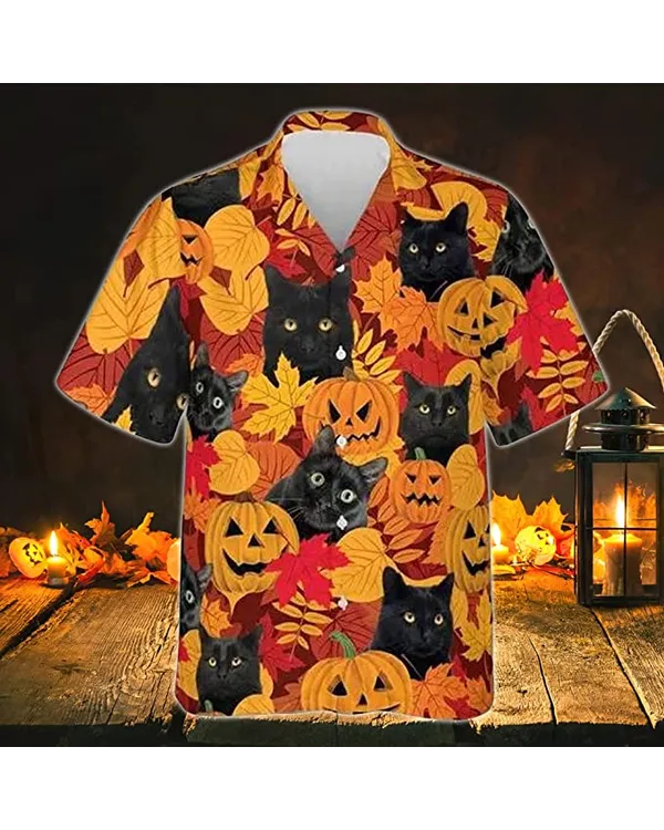 Black Cat Pumkin Fall 3D All over Print Shirt