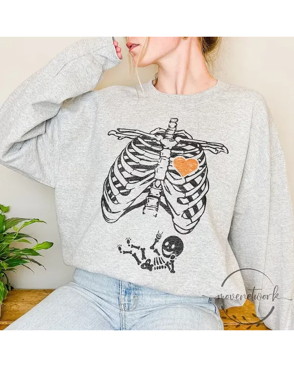 Funny Pregnant Skeleton Sweatshirt