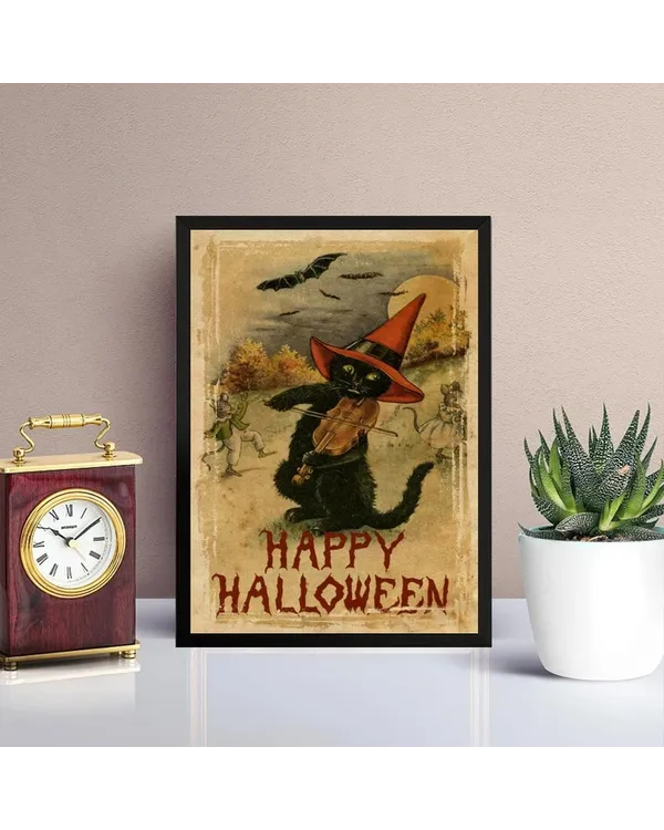 Halloween Black Cat Witch Poster