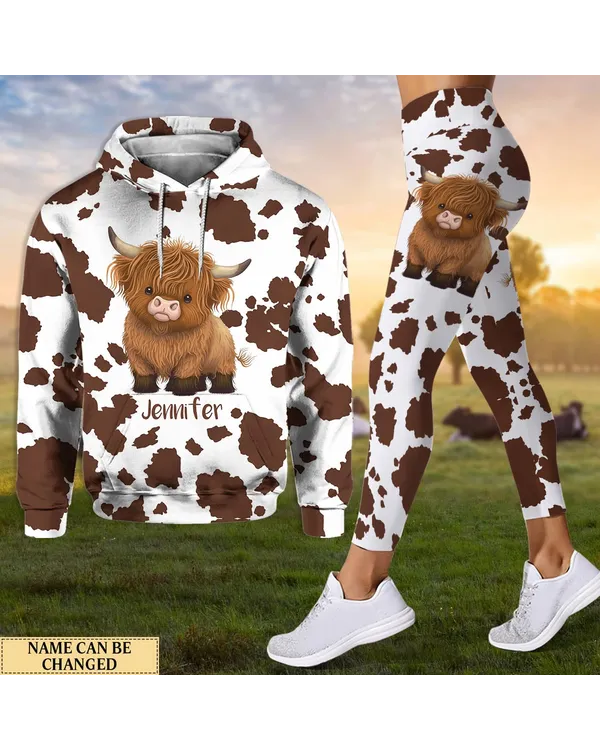 Personalized Highland Cow Hoodie and Leggings