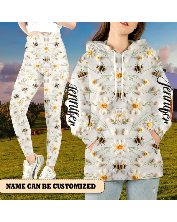 Personalized Bee Flower Hoodie and Leggings