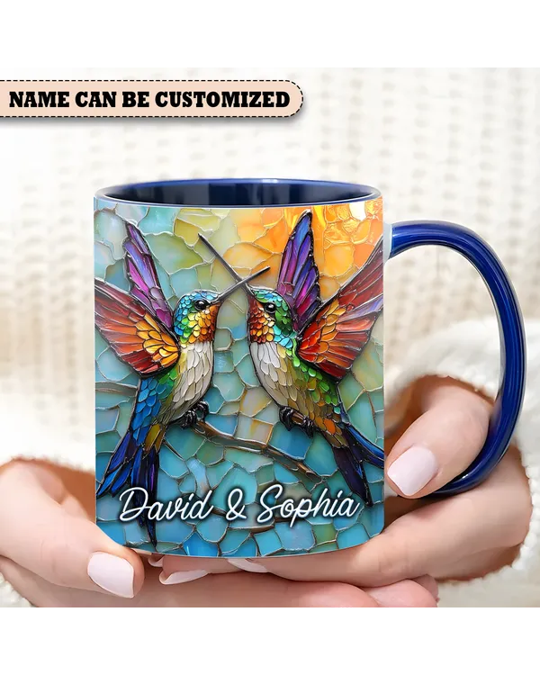 Personalized Couple Hummingbirds Ceramic Accent Mug