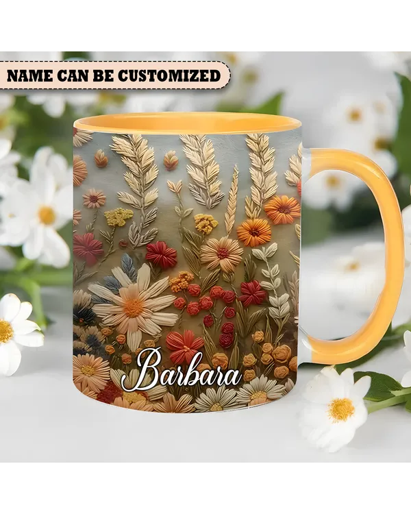 Personalized Contemporary Floral 2 Accent Mug