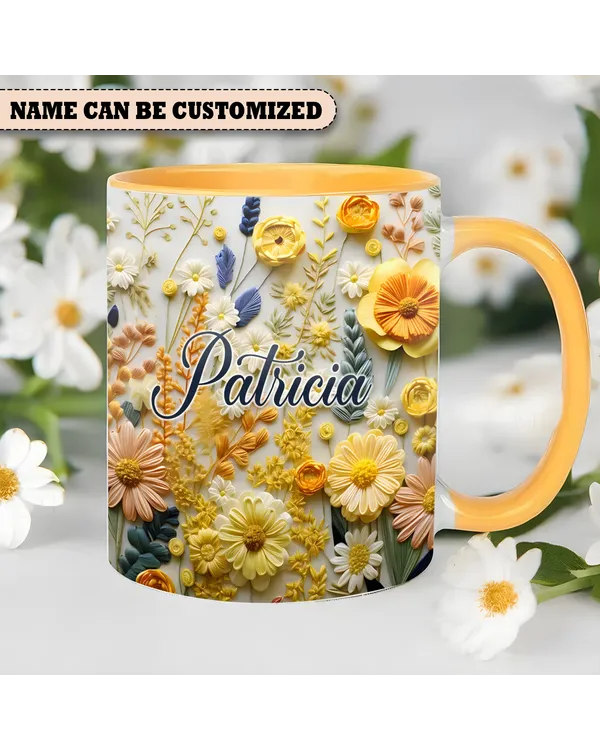 Personalized Contemporary Floral 5 Accent Mug