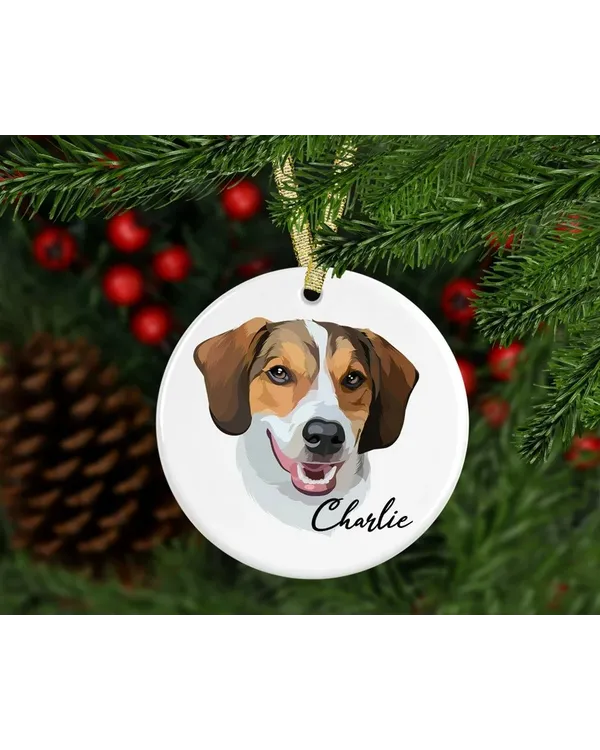 Custom Pet Portrait Ornament - Dog Loss Gift