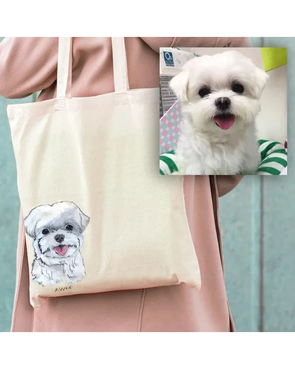 Painted Custom Pet Portrait Tote Bag