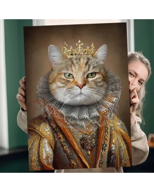 Royal pet portrait, King Queen Dog Cat Wall Art