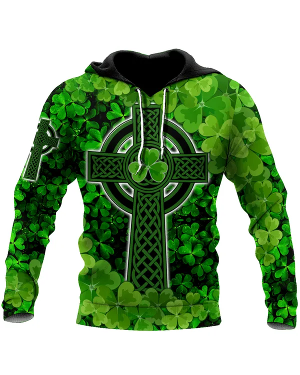 Unisex Hoodie Irish St. Patrick Day Celtic Knot And Celtic Cross