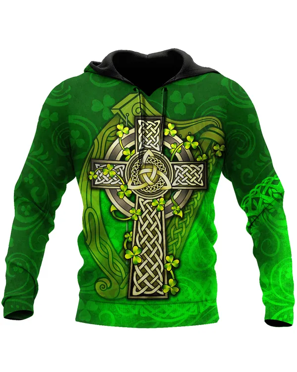 Unisex Hoodie Irish St. Patrick Day Celtic Knot And Celtic Cross