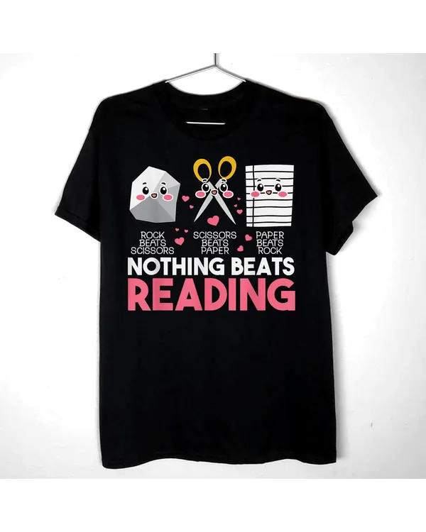 Nothing Beats Reading Rock Paper Scissors for Book Lovers T-Shirt Shirt - Unisex Standard T-Shirt Unisex Standard T-Shirt