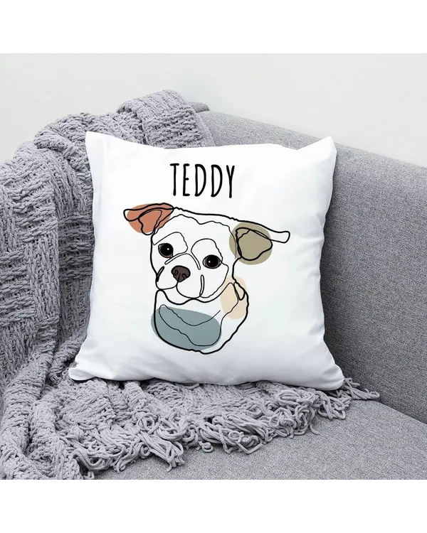 Custom Minimalist Line Art Dog Pillow Custom Hand-Drawn Dog Pet Photo Pillow