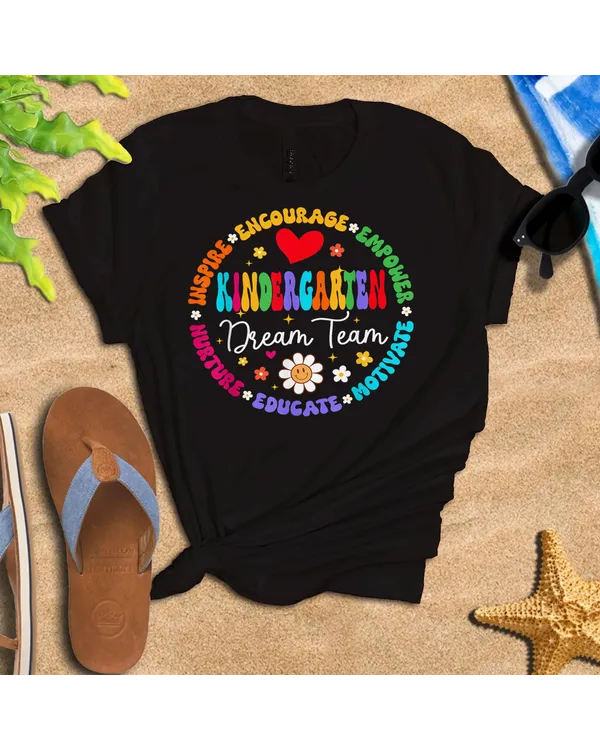 Groovy Kindergarten Dream Team Teacher Kids Back To School Shirt