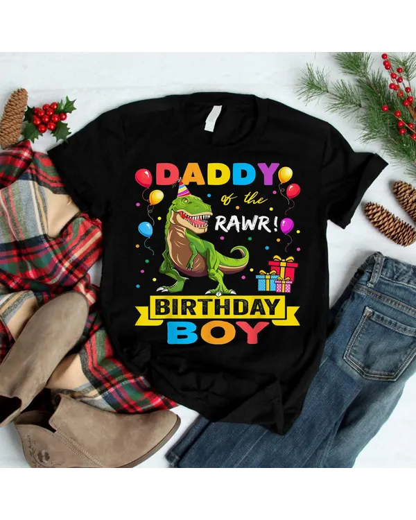Daddy Dinosaur Shirt Funny Cute Birthday Boy Family Apparel Shirt
