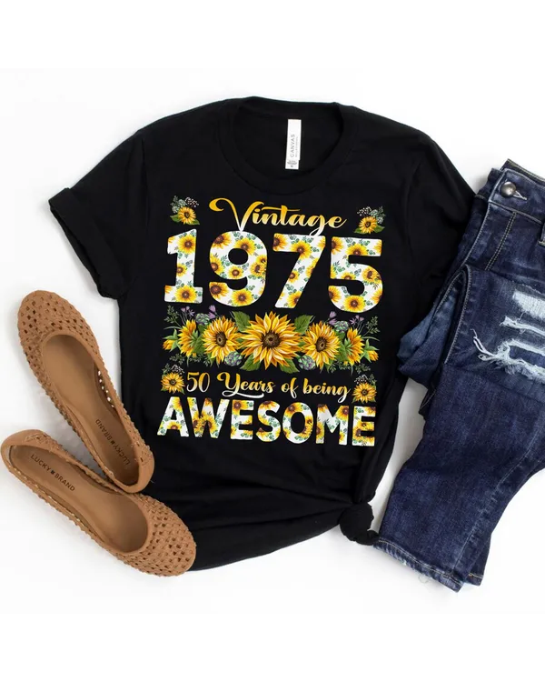 50 Year Old Funny Vintage 1975 Sunflower 50th Birthday Gifts Shirt
