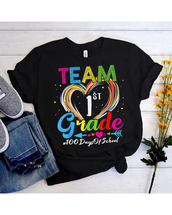 Student 100th Day Team 1st Grade Squad 100 Days Of School Shirt