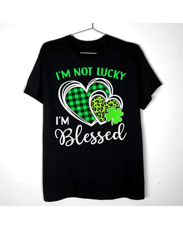 I'm Not Lucky I'm Blessed Shamrock Christian St Patricks Day Shirt
