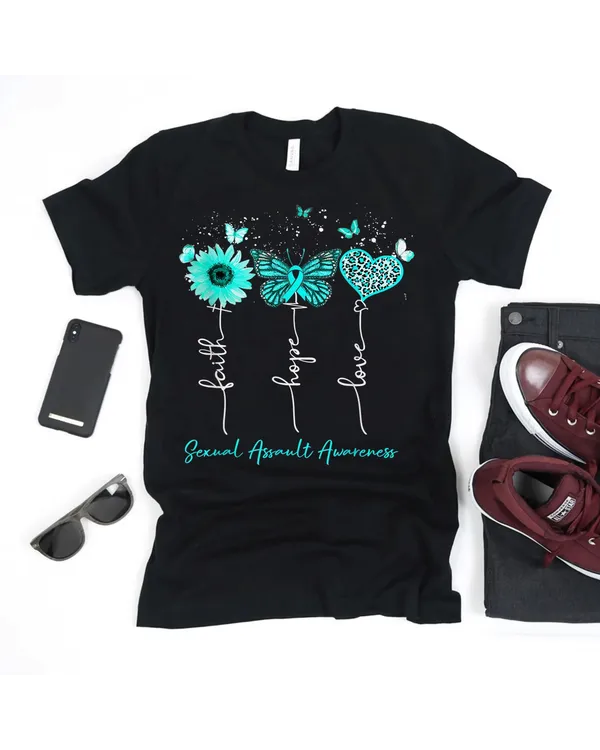 Sexual Assault Awareness Faith Hope Love Leopard Sunflower Shirt