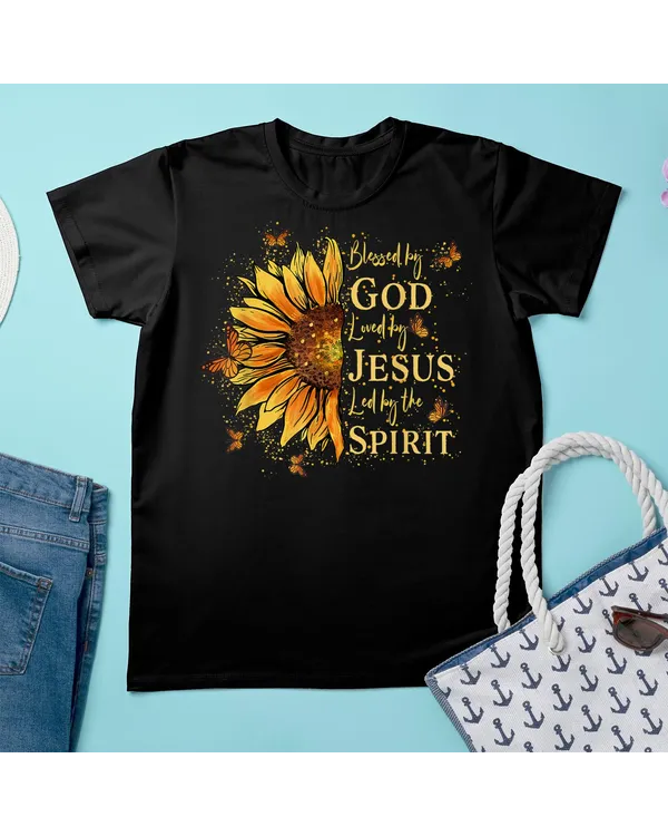 Blessed By God - Loved By Jesus, Sunflower Shirt