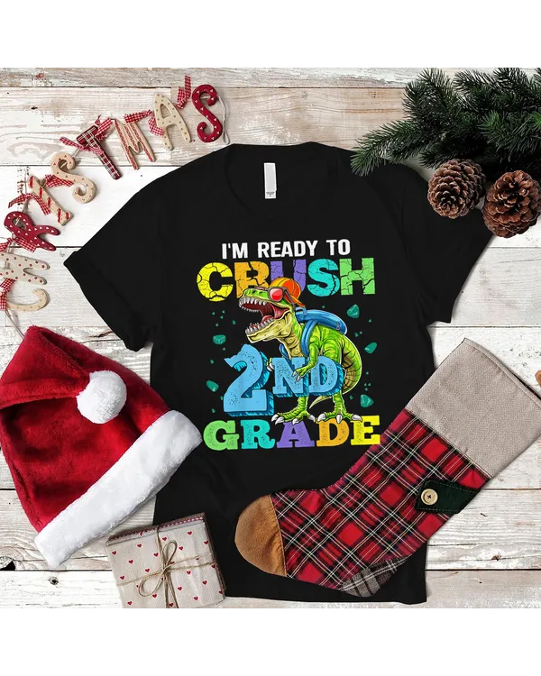 Kids I'm Ready To Crush 2nd Grade Dinosaur Back To School Boy Kid Shirt