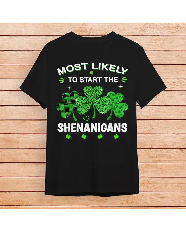 St Patricks Day Shamrock Shenanigans Leopard Irish Women Men Shirt