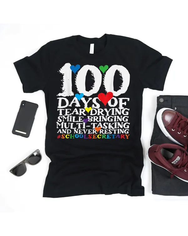 100 Days Of School Funny School Secretary Shirt
