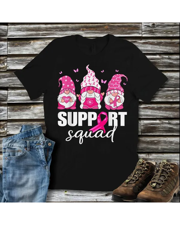 Breast Cancer Awareness Shirt For Women Gnomes Support Squad Shirt