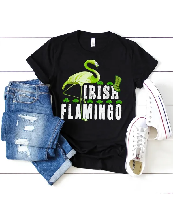 Leprechaun Flamingo St Patricks Day Women Irish Flamingo Shirt