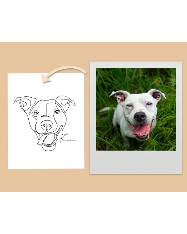 Custom One Line Art Pet Portrait, Memorial Pet Loss Gift