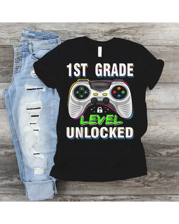 1st Grade Level Unlocked Gamer First Day Of School Boys Shirt 1st Grade Level Unlocked Gamer First Day Of School Boys Shirt
