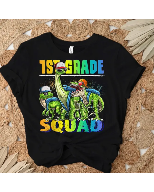 1st Grade Squad T Rex Dinosaur Back To School Backpack Boys Shirt 1st Grade Squad T Rex Dinosaur Back To School Backpack Boys Shirt