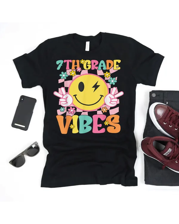 7th Grade Vibes Smile Face Back To School Seventh Grade Shirt 7th Grade Vibes Smile Face Back To School Seventh Grade Shirt