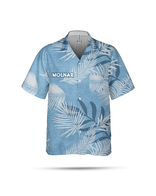 MOLNAR Hawaiian Shirt Tropical Beach Casual Summer Monstera Blue AOP3