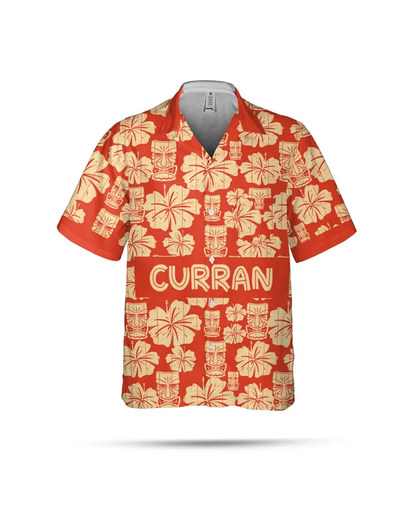 CURRAN Hawaiian Shirt - Tiki Mask & Tropical Flower Print - Aloha Summer Shirt AOP4