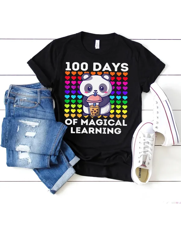 Kids 100 Days Of Magical Learning Panda 100th Day School Girls Shirt