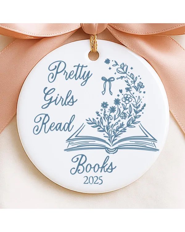 Pretty Girl Librarian Book Lover Christmas Gift Book Club Decor Ornament