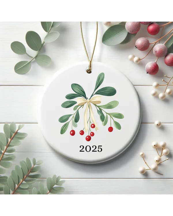 2025 Christmas Ceramic Mistletoe Tree Ornament