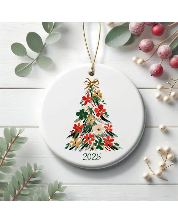 2025 Christmas Ceramic Tree Holiday Keepsake Stocking Stuffer Ornament