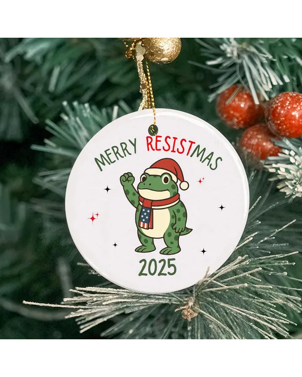 Funny Frog Resistance Christmas 2025 Ornament