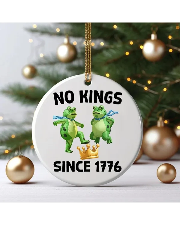 Funny Anti-Monarchy Frog Ceramic Tag Ornament