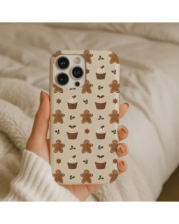 Gingerbread Cupcake & Holly Berry Fall Gift for Her Phonecase