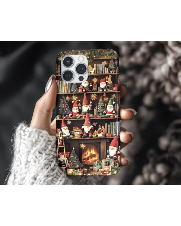 Christmas Gnome & Bookshelf Holiday Design - MagSafe Compatible Phonecase