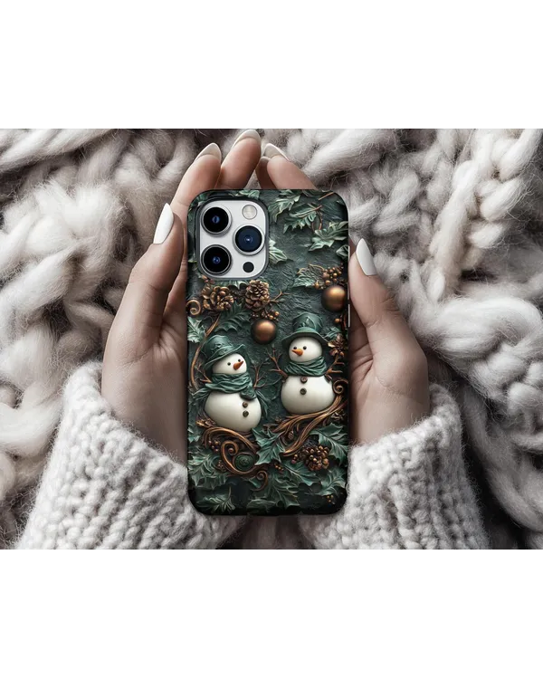 Vintage Stained Glass Snowman Christmas Cover Phonecase