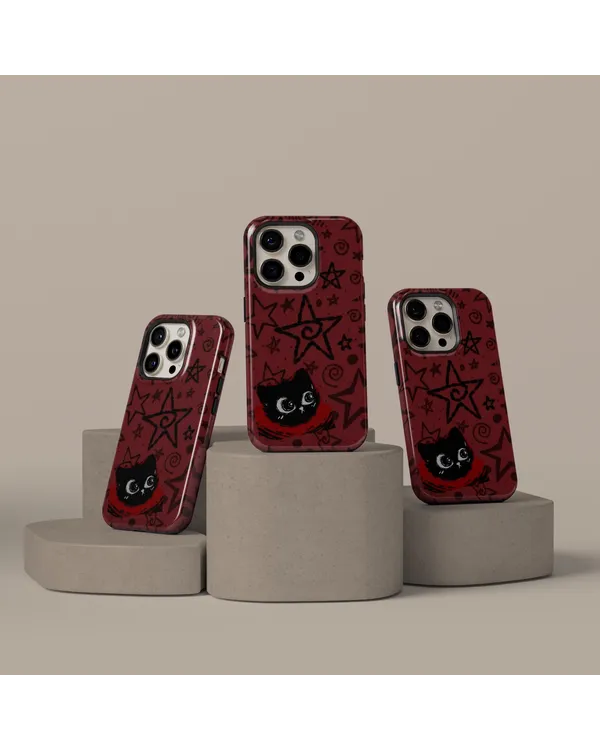 Stars Y2K Collage Black Cat Design Artistic Gift Phonecase